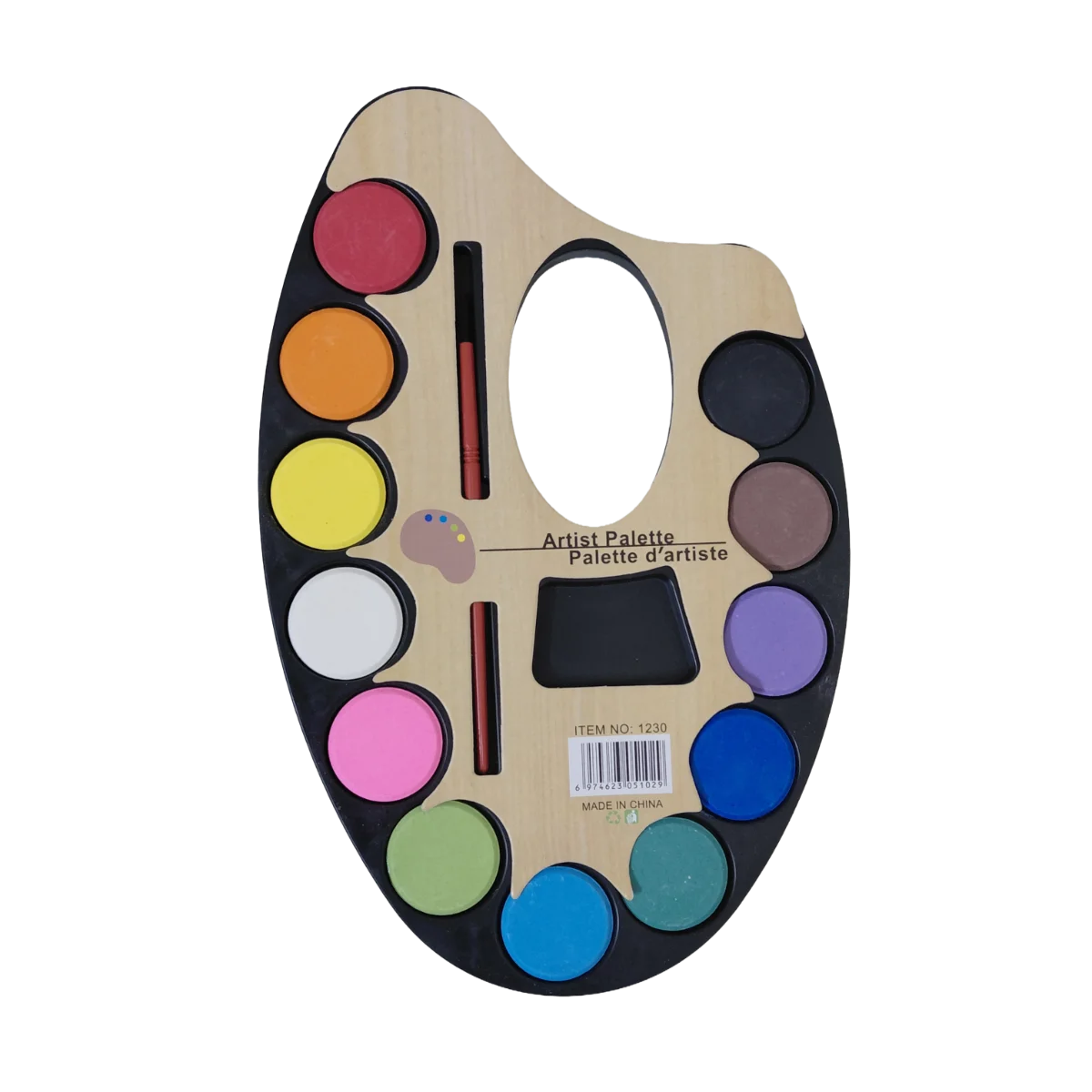 আর্টিস্ট প্যালেট ১২ কালার কেক ও তুলি সহ - Artists' Color Palette with 12 color cakes and brush