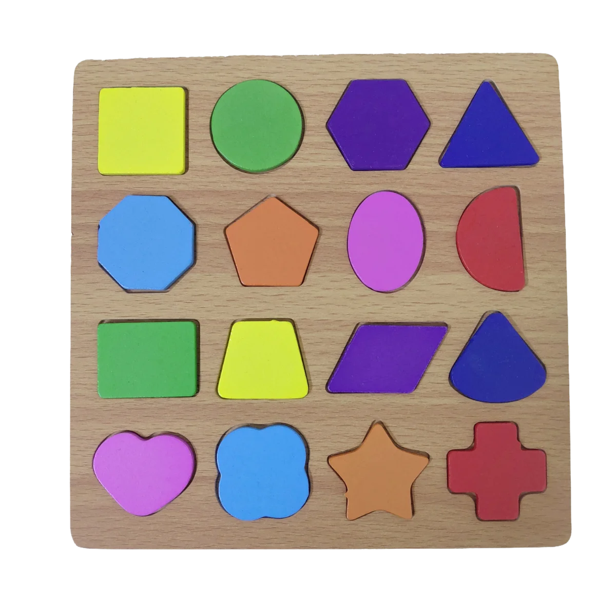 কাঠের কালার শেপ পাজল - Wooden Color Shape 16 shapes puzzle